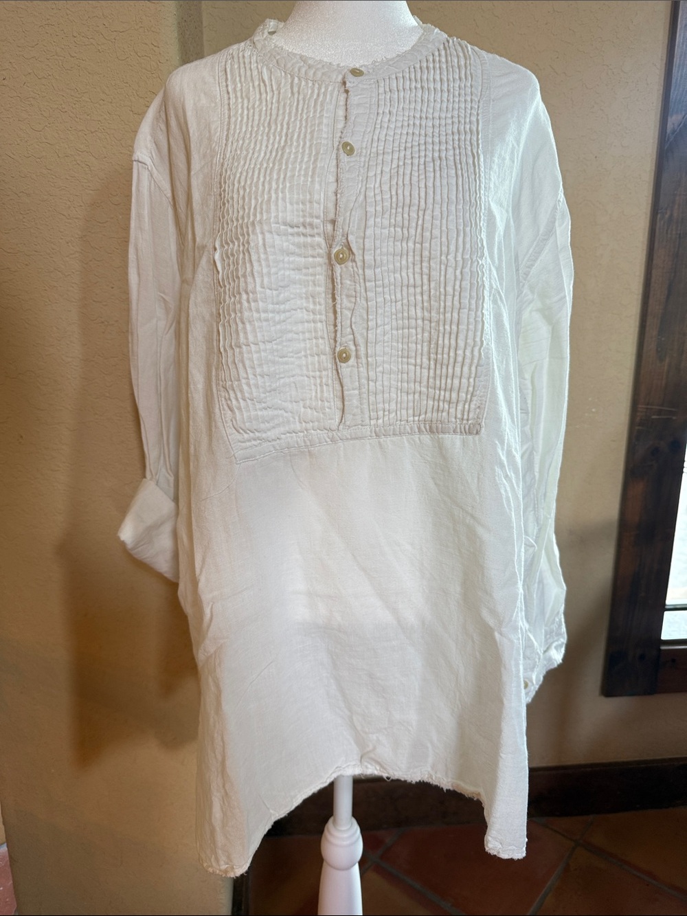 Magnolia Pearl Cream Pintuck Front Cotton Tunic